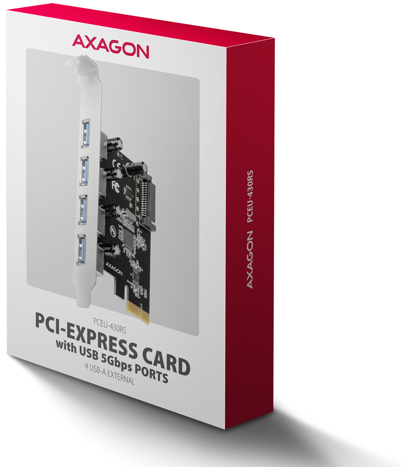 AXAGON - Adaptador PCIe AXAGON PCEU-43RSA - 4x USB 5Gbps port, SATA power