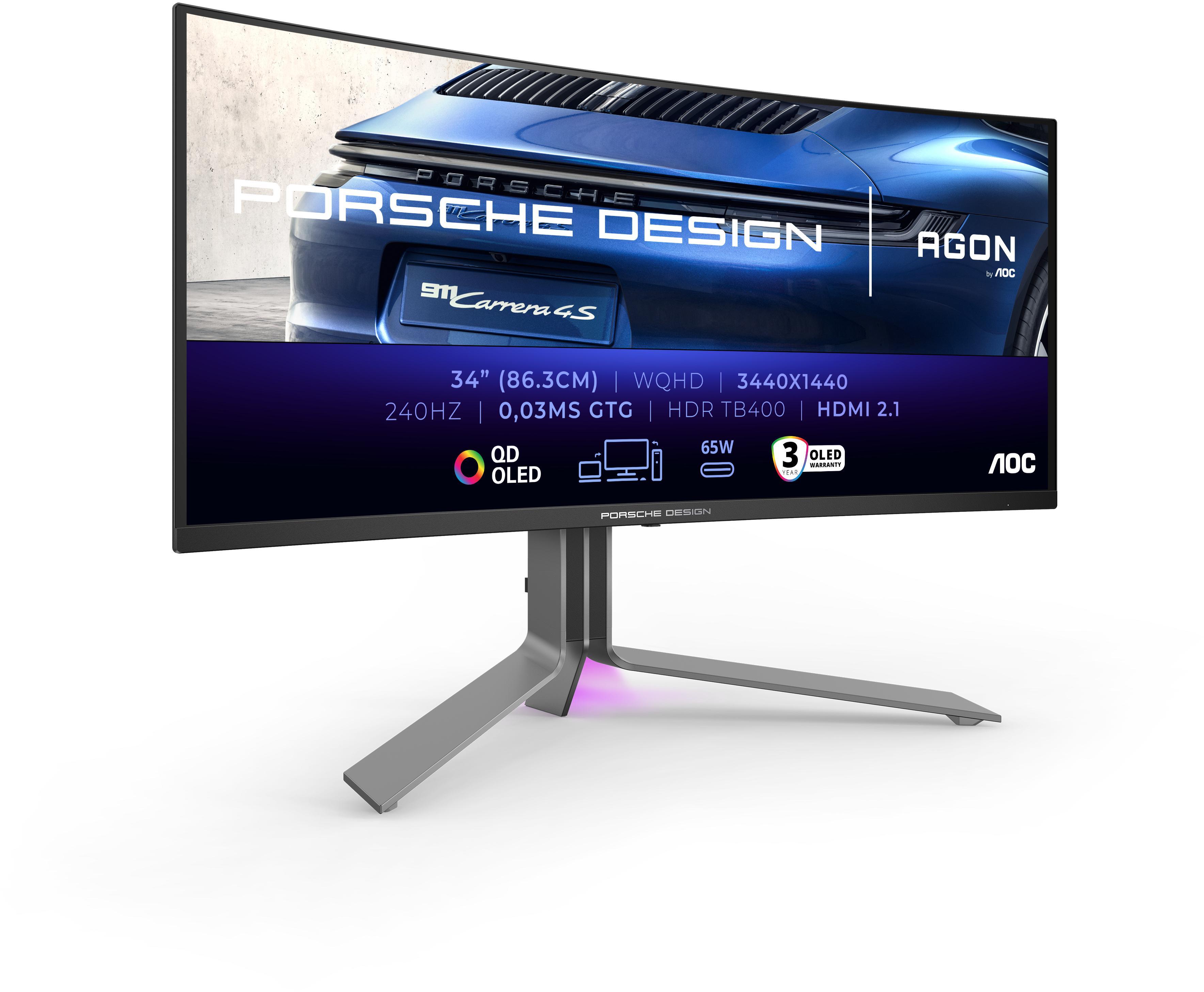 Monitor AOC AGON Porsche Design 34" PD34 QD-OLED WQHD 240Hz 0.3ms Adaptive Sync HDR True Black 400