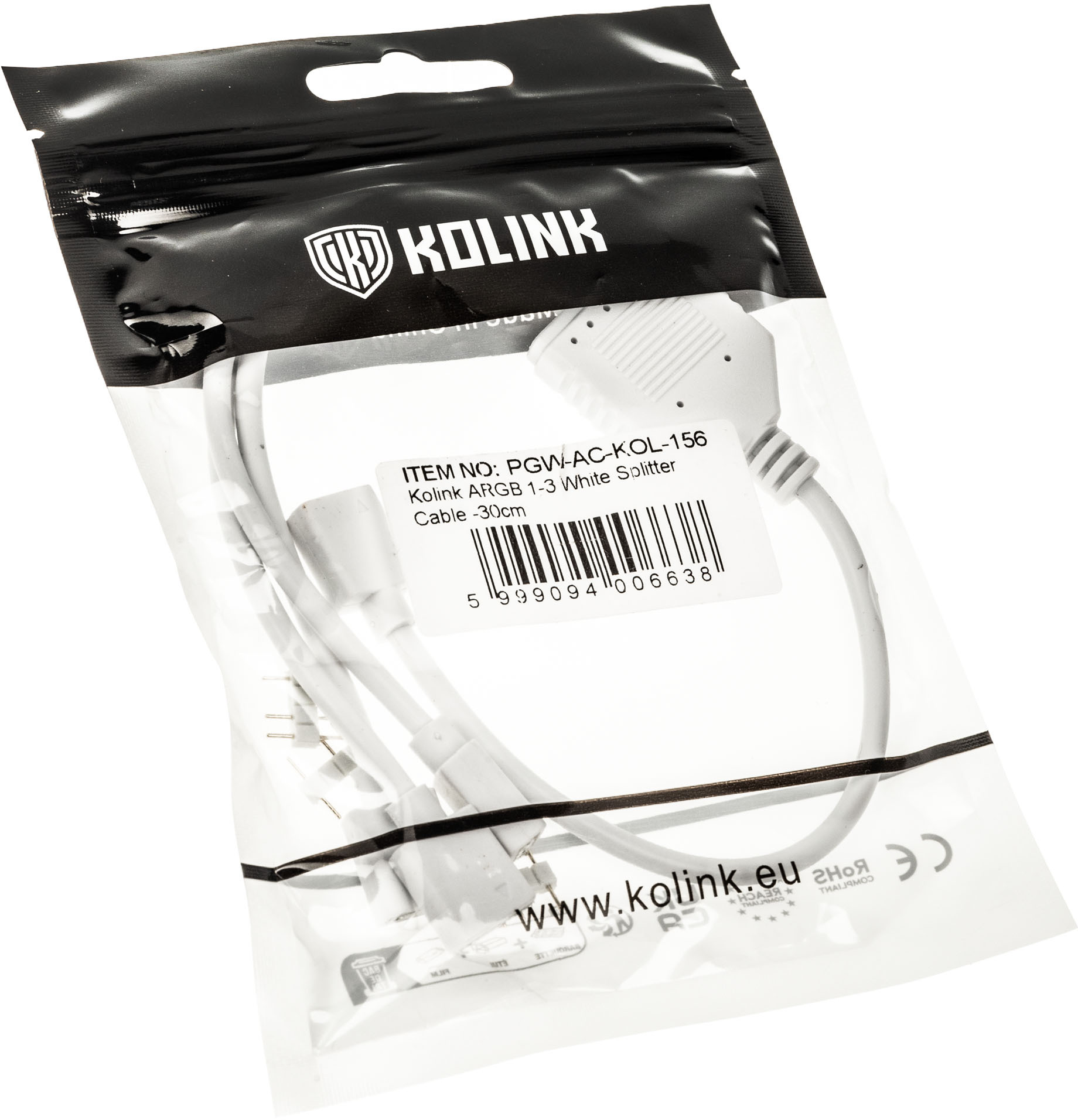 Kolink - Cabo Splitter Kolink 1-3 ARGB 30cm Branco