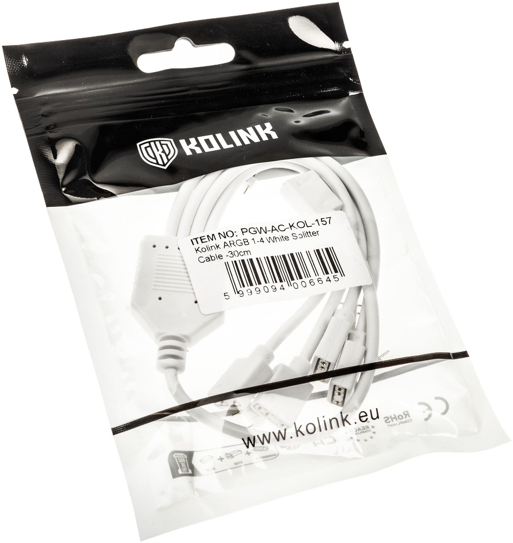 Kolink - Cabo Splitter Kolink 1-4 ARGB 30cm Branco