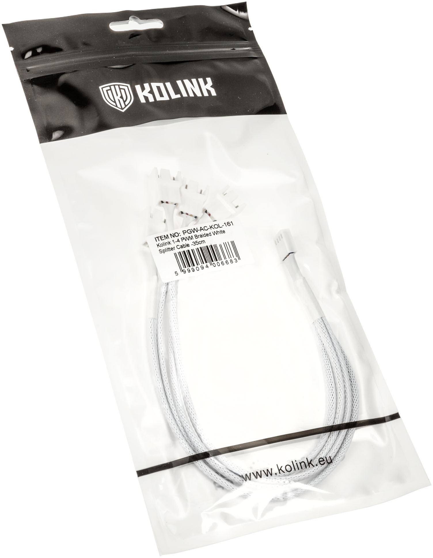 Kolink - Cabo Splitter Kolink 1-4 PWM Sleeved Branco