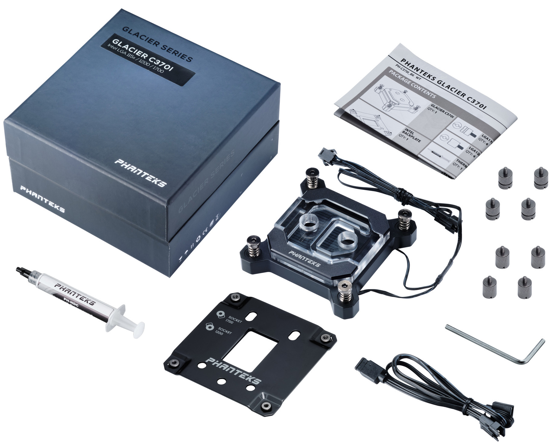 Phanteks - Bloco CPU Phanteks C370I ARGB Acrilico - Preto