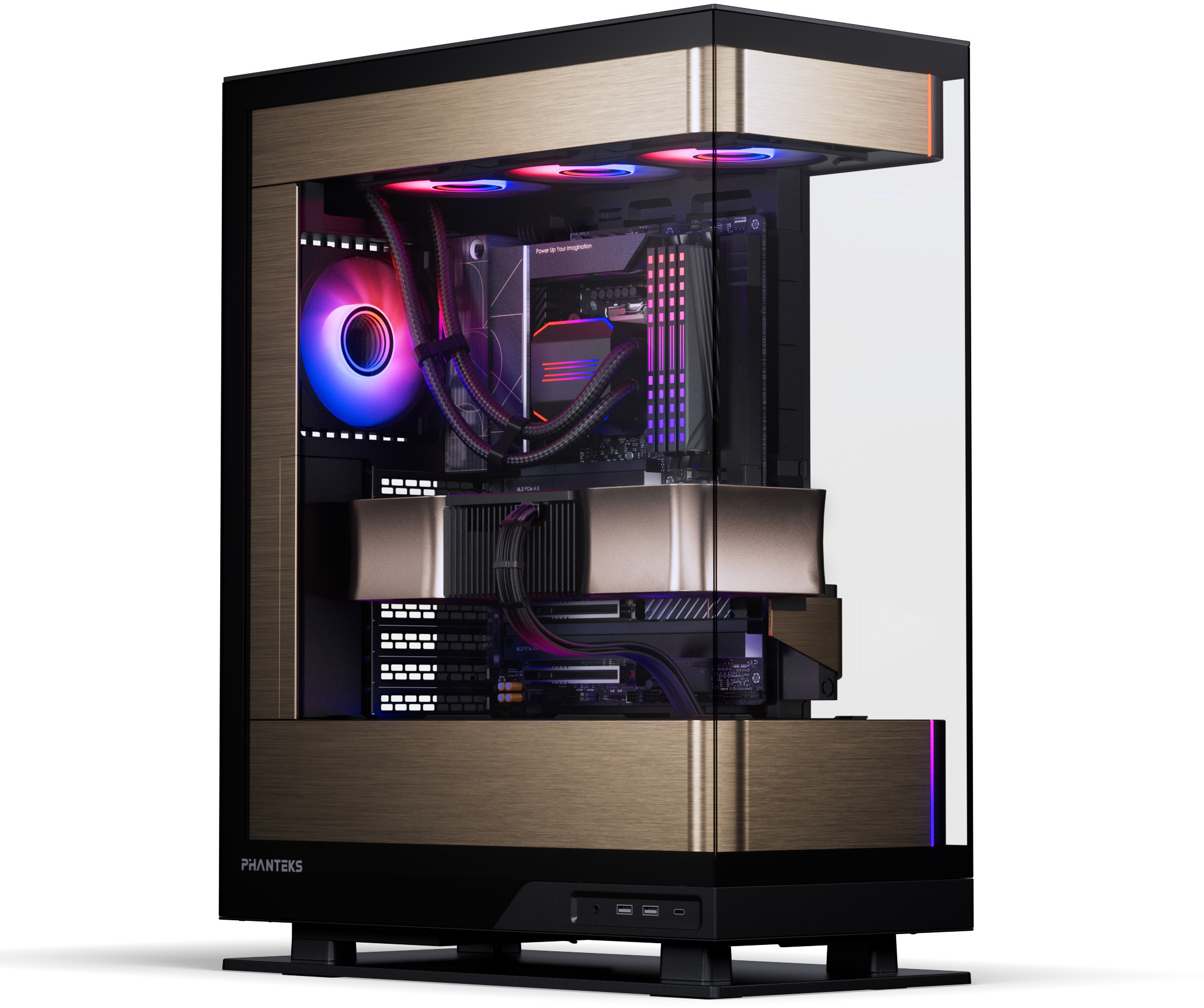 Phanteks - Caixa ATX Phanteks Evolv Series X2 Vidro Temperado DRGB Preto/Dourado