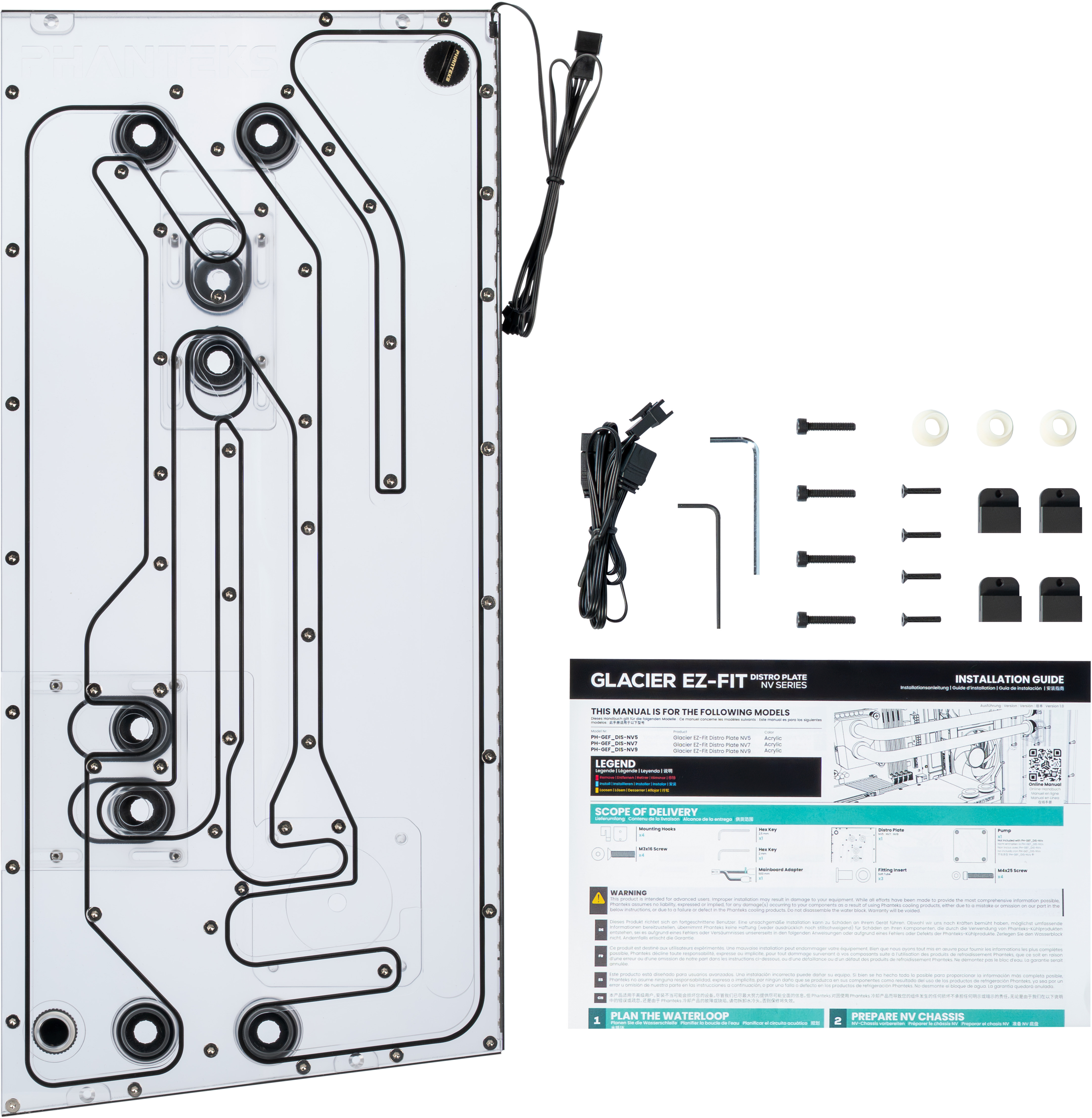 Phanteks - Phanteks Glacier EZ-Fit DIS-NV5 Distro Plate 16mm EZ-Fit Preto para Phanteks NV5