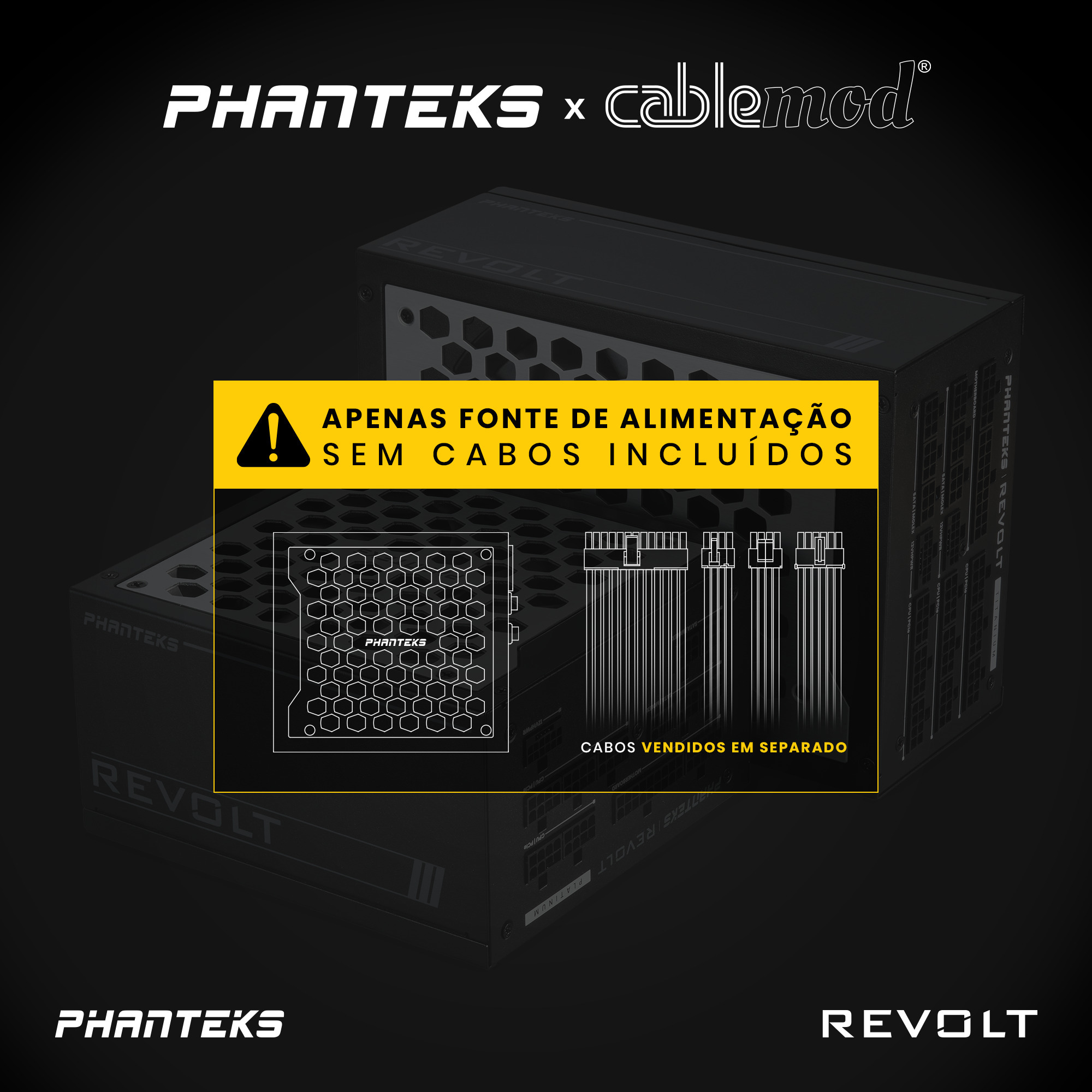 Phanteks - Fonte Modular Phanteks Revolt ATX 3.0 PCIe 5.0 1000W Platinum Preta (Sem Cabos Incluídos)