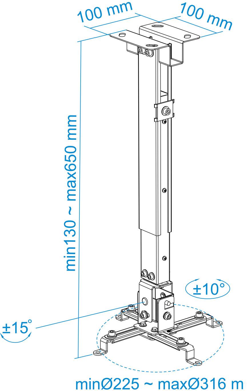 Tooq - ** B Grade ** Suporte de Tecto Tooq para Projectores Tilt e Giratório Max.20kg Branco