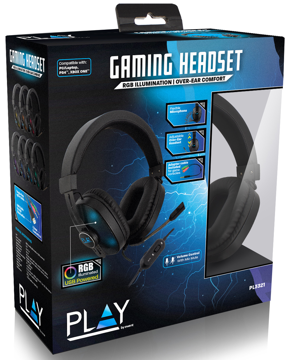Ewent - Headset Gaming Ewent PL3321 PC/Xbox One/PS4/PS5 Preto