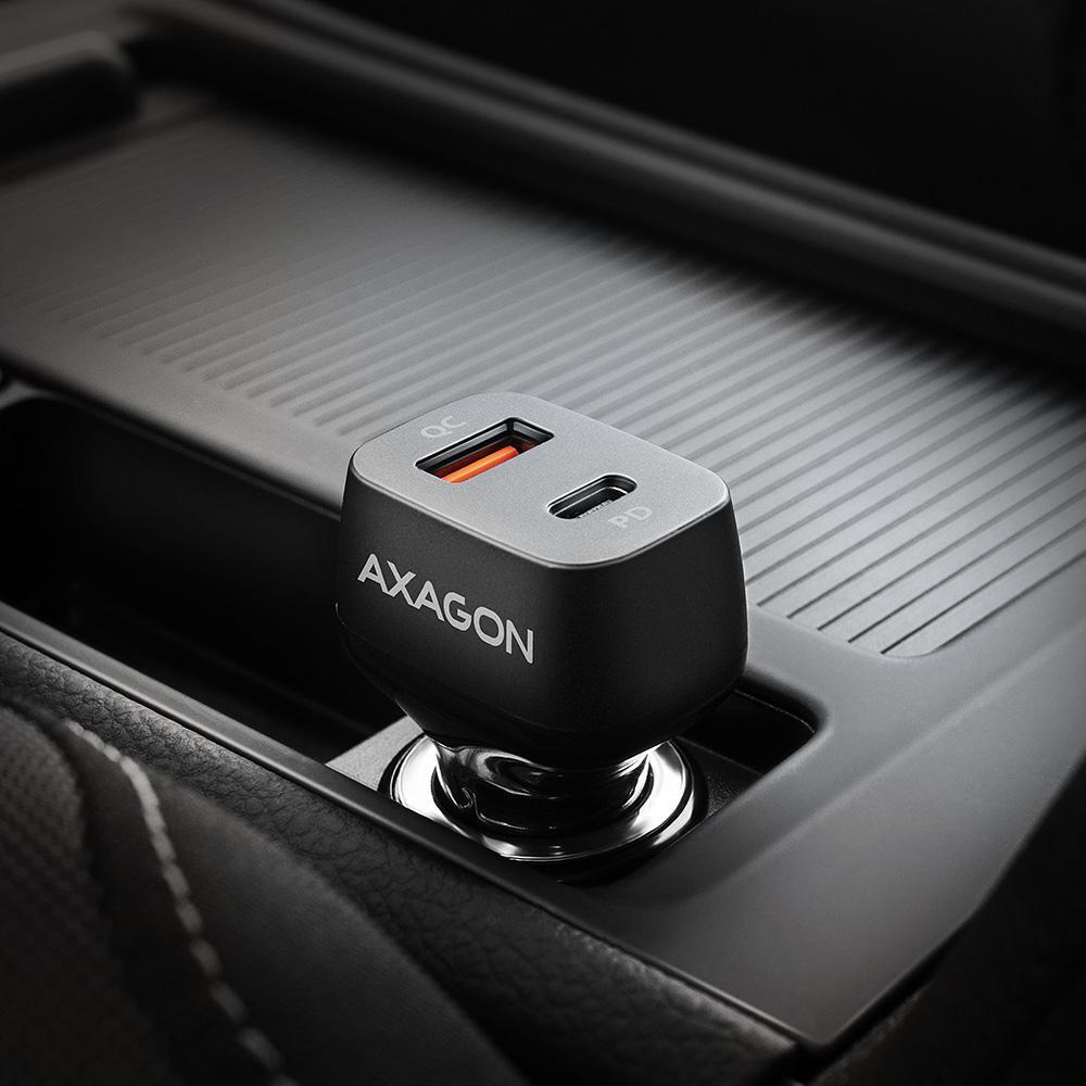 AXAGON - Carregador Isqueiro AXAGON PWC-PQ38 1x QC3.0 + 1x PD USB-C, 38W, Preto