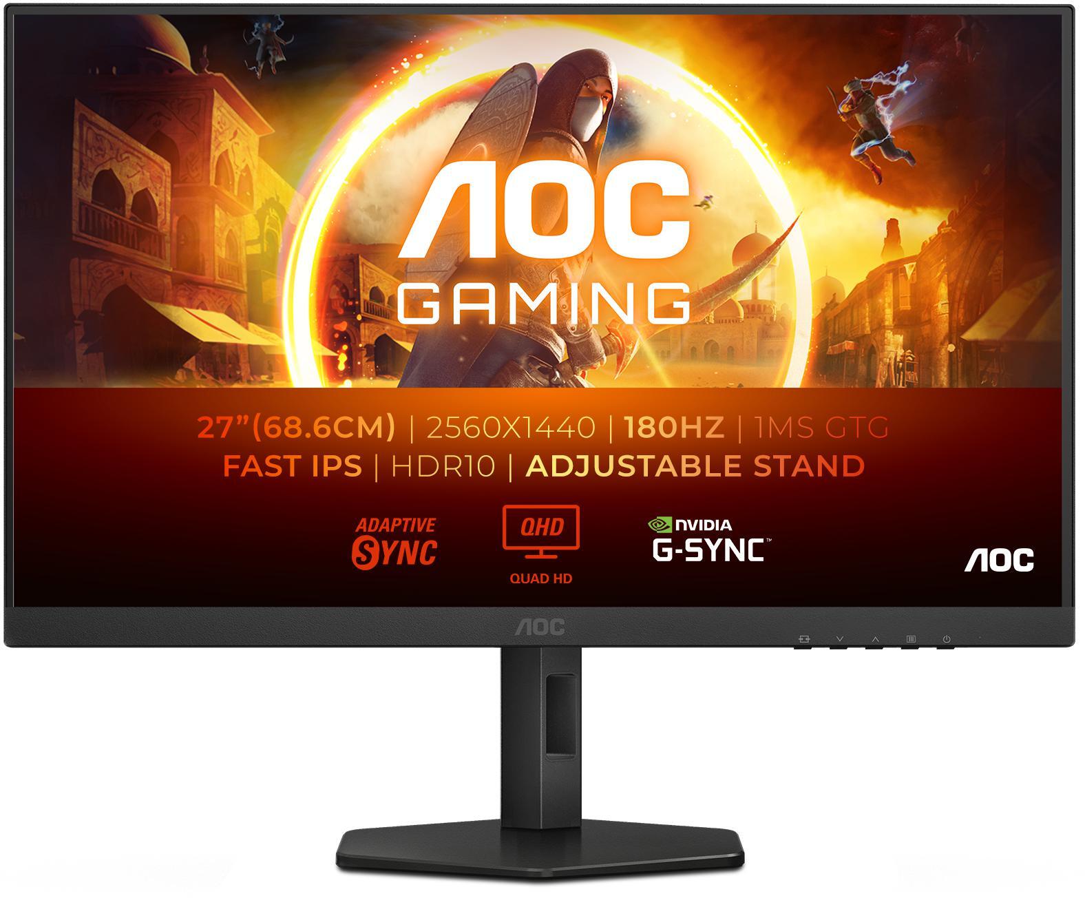AOC - ** B Grade ** Monitor AOC Gaming 27" Q27G4XF Fast IPS QHD 180Hz 0.5ms Adaptive Sync HDR10