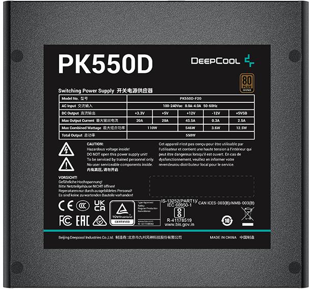 Deepcool - Fonte de Alimentação Deepcool PK550D 550W 80 Plus Bronze