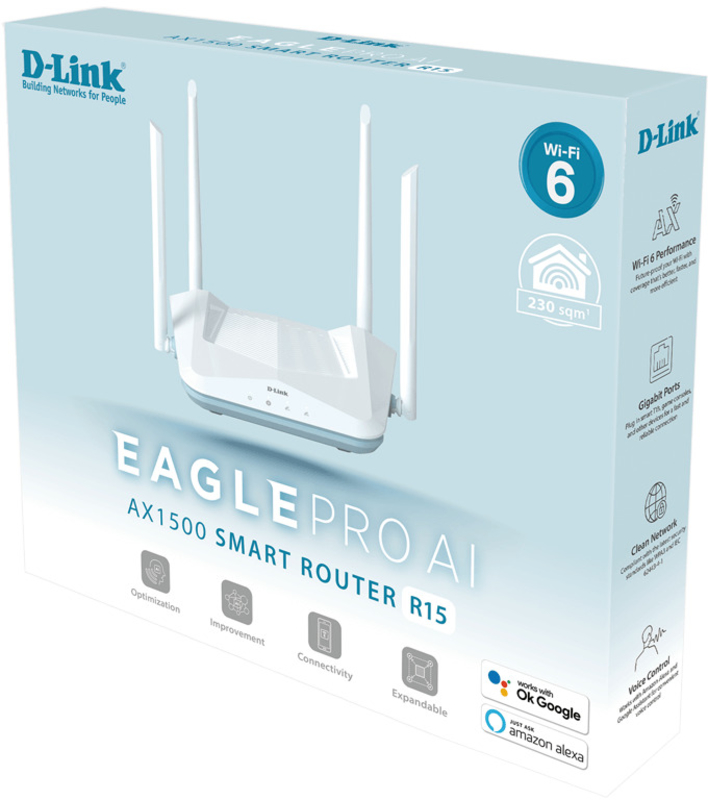 D-Link - Router D-Link R15 Eagle Pro AI AX1500 Dual-Band WiFi 6 Mesh Gigabit