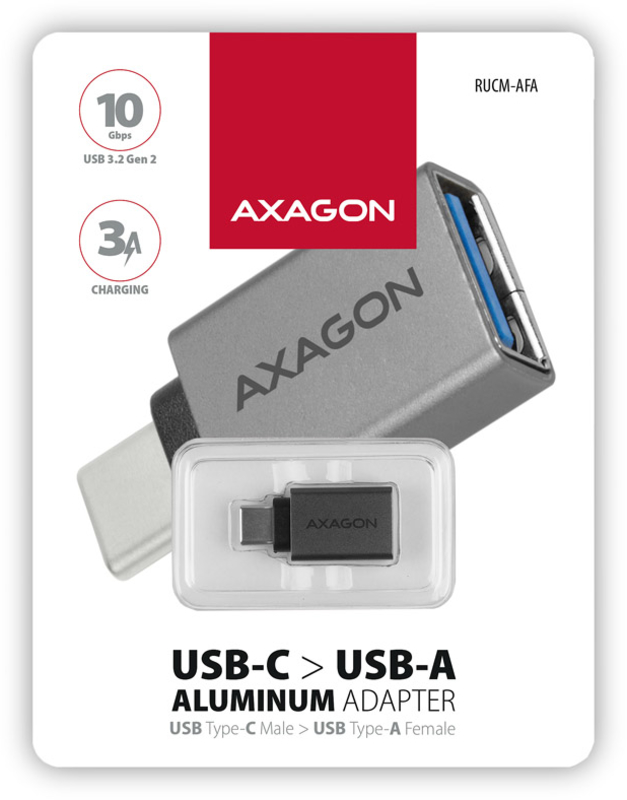 AXAGON - Adaptador AXAGON RUCM-AFA USB-C 3.1 M para USB-A F, Aluminio