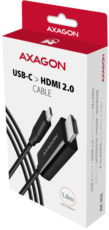 AXAGON - Cabo AXAGON RVC-HI2C USB-C para HDMI 2.0, 1,8 m, 4K/60Hz