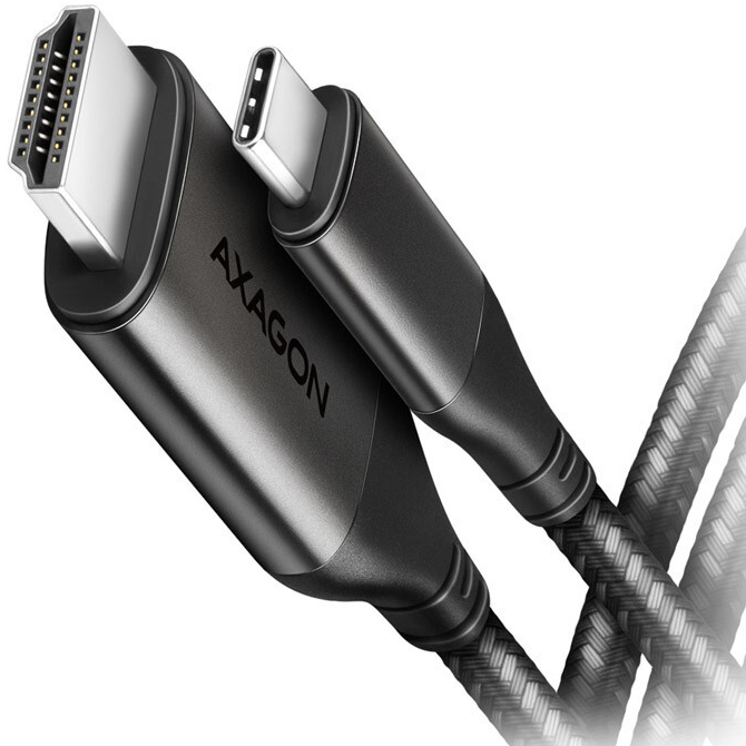 Cabo AXAGON RVC-HI2MC USB-C -> HDMI 2.0 adapter 4K/60Hz Aluminum, 1,8m