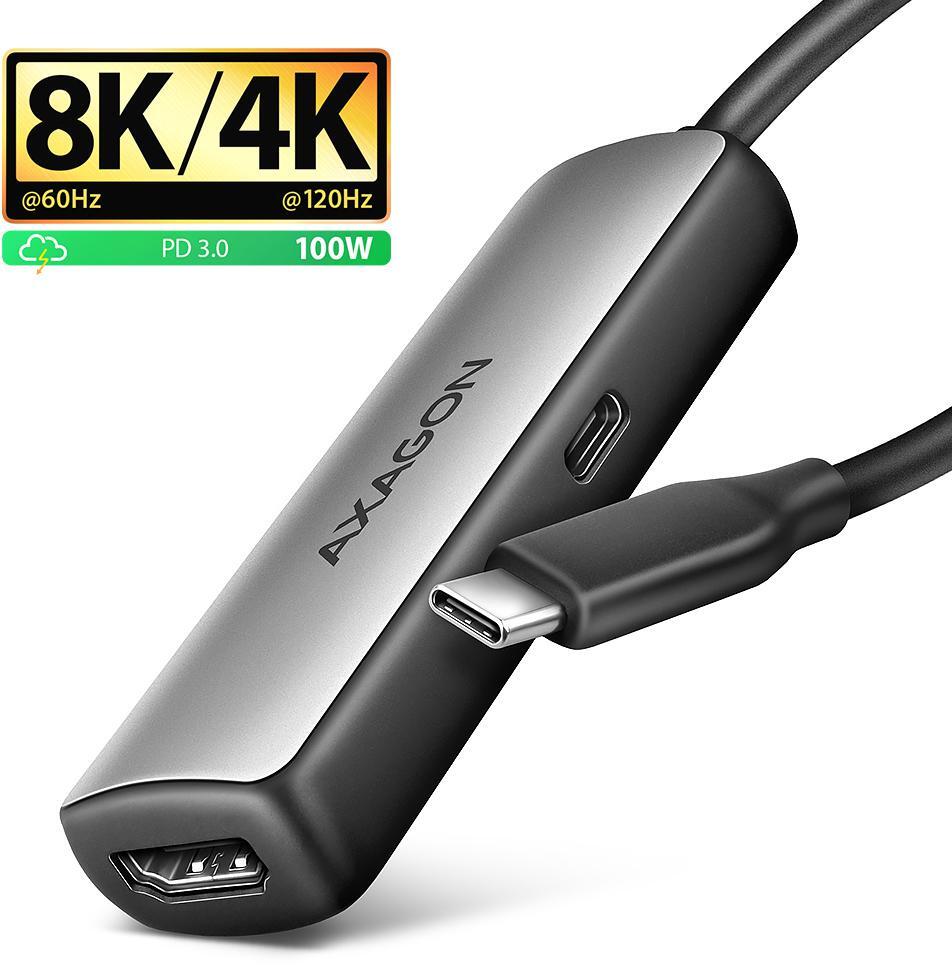 Cabo AXAGON RVC-HI8KPD -> HDMI 2.1 adapter 8K/60Hz  4K/144Hz Aluminum, 1,8m