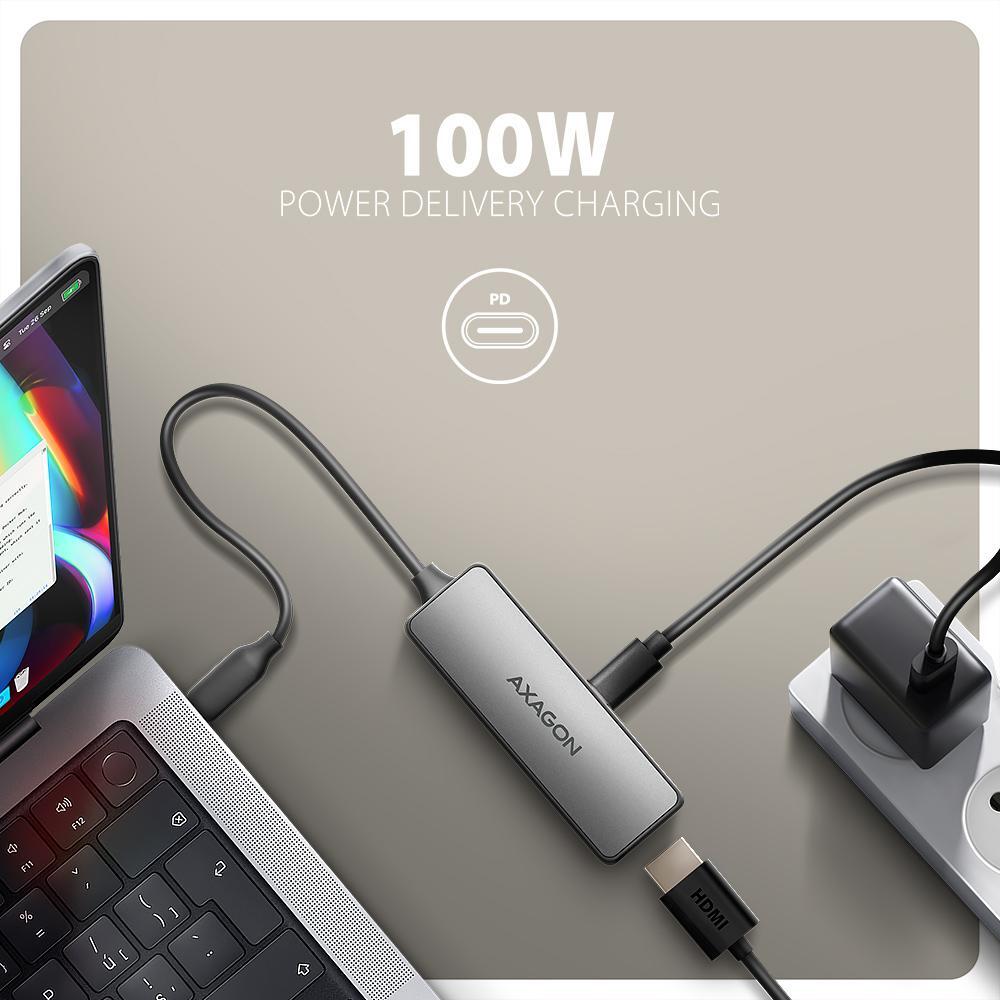 AXAGON - Cabo AXAGON RVC-HI8KPD -> HDMI 2.1 adapter 8K/60Hz  4K/144Hz Aluminum, 1,8m