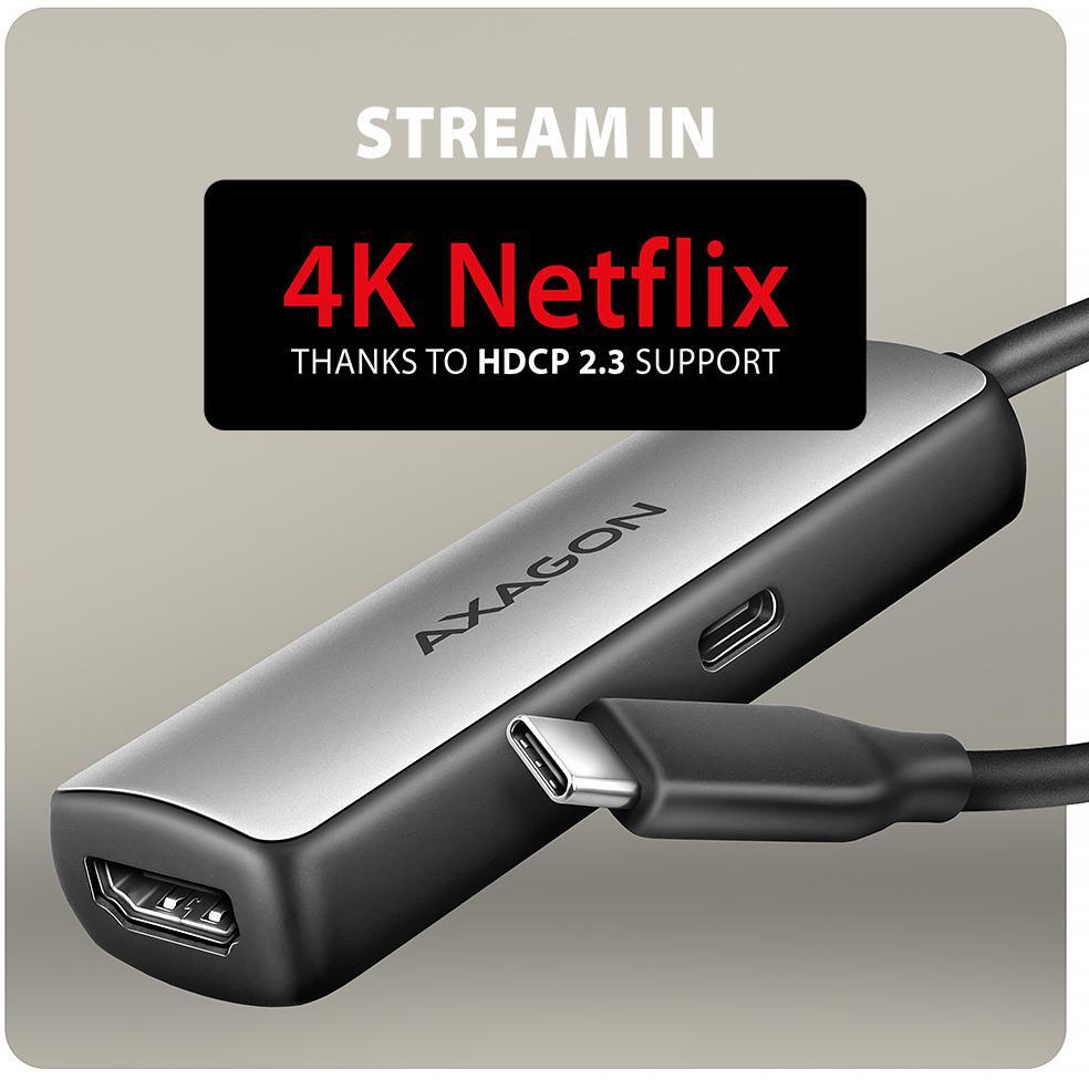 AXAGON - Cabo AXAGON RVC-HI8KPD -> HDMI 2.1 adapter 8K/60Hz  4K/144Hz Aluminum, 1,8m