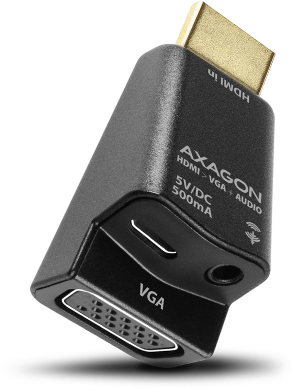 Adaptador AXAGON RVH-VGAM HDMI para VGA, Full HD, Audio OUT, Power IN