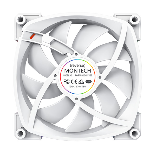 Montech - Ventoinha Montech RX140 PWM ARGB PWM 140mm Branco (Reversed Fan Blades)