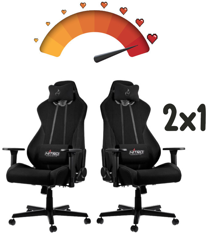 Nitro Concepts - Paga 1 Leva 2 Cadeiras Nitro Concepts Gaming Stealth Black: Especial dia dos Namorados