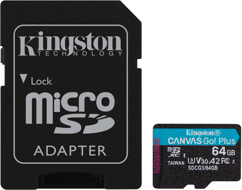 Cartão Kingston Canvas Go! Plus MicroSDXC UHS-I U3 V30 A2 64GB
