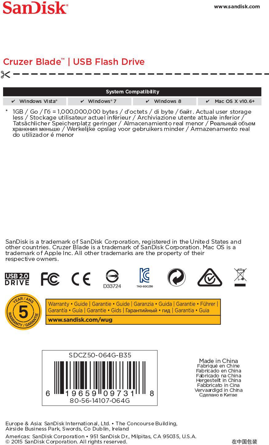  - Pen SanDisk Cruzer Blade 64GB USB2.0