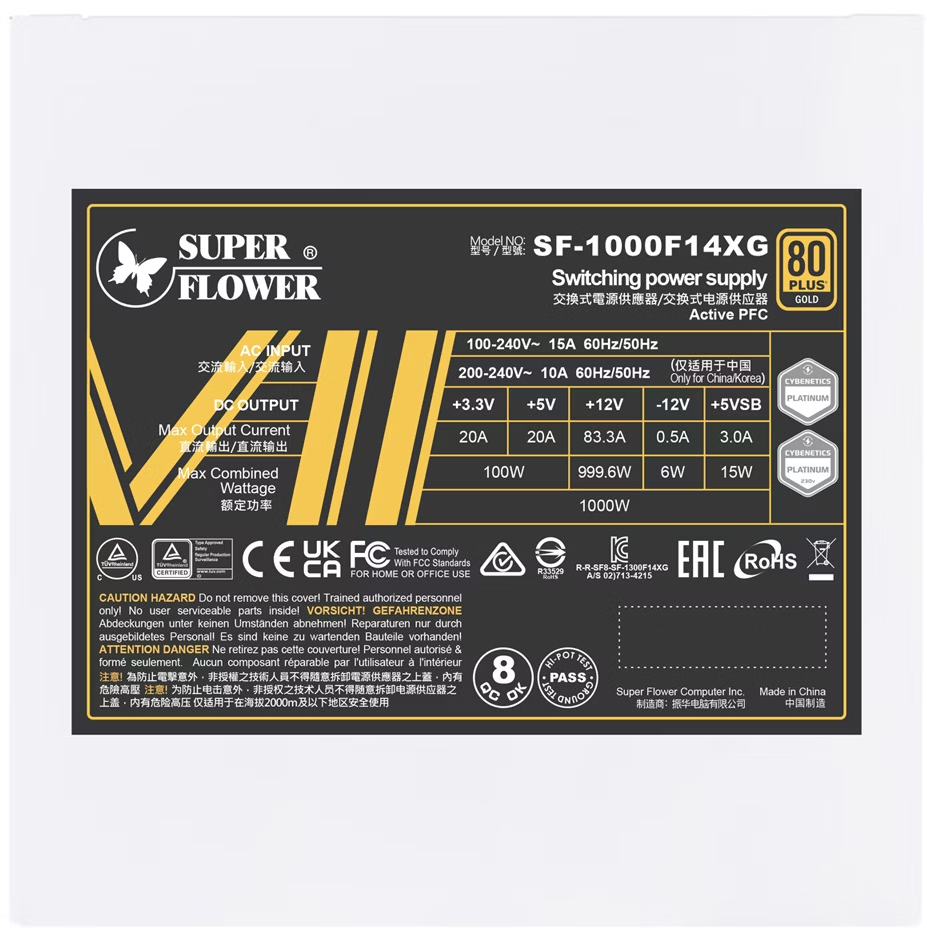 Super Flower - Fonte Super Flower Leadex VII XG 1000W 80+ Gold PCIE5 Branca