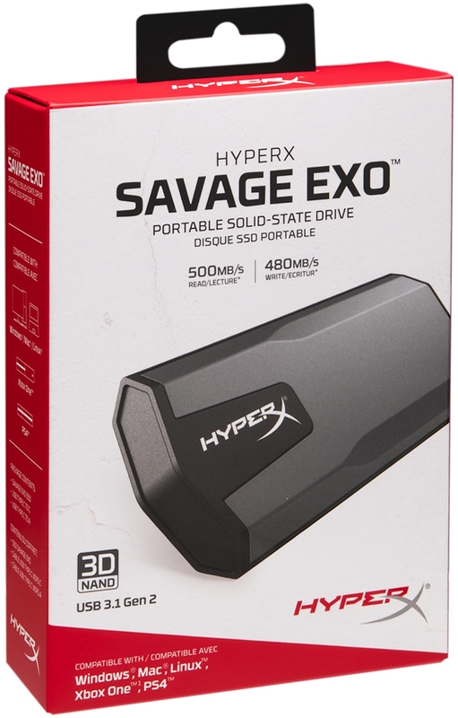 Disco SSD Externo HyperX Savage Exo 960GB USB3.1 Type-C Preto