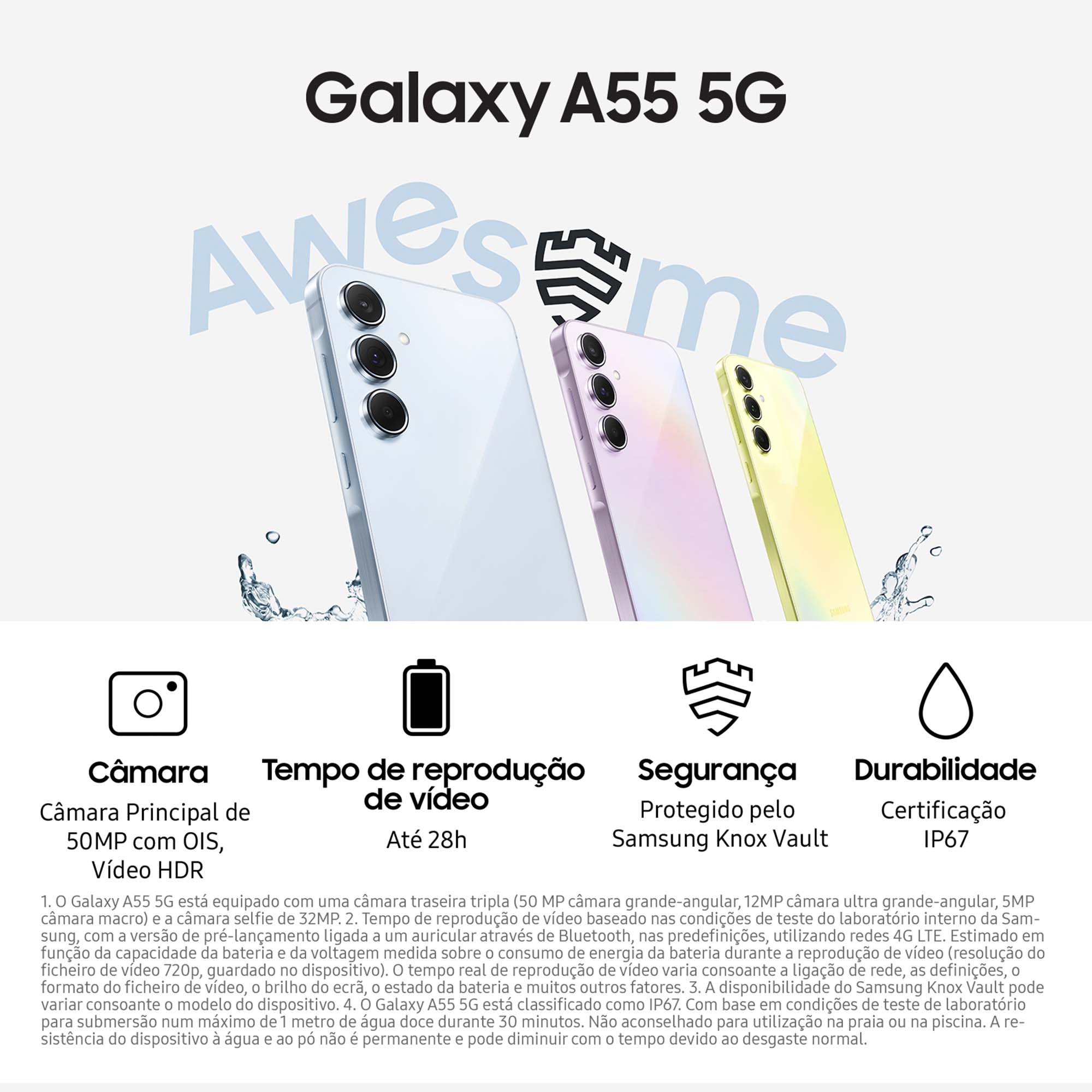 Samsung - Smartphone Samsung Galaxy A55 5G 6.6" (8 / 256GB) 120Hz Preto