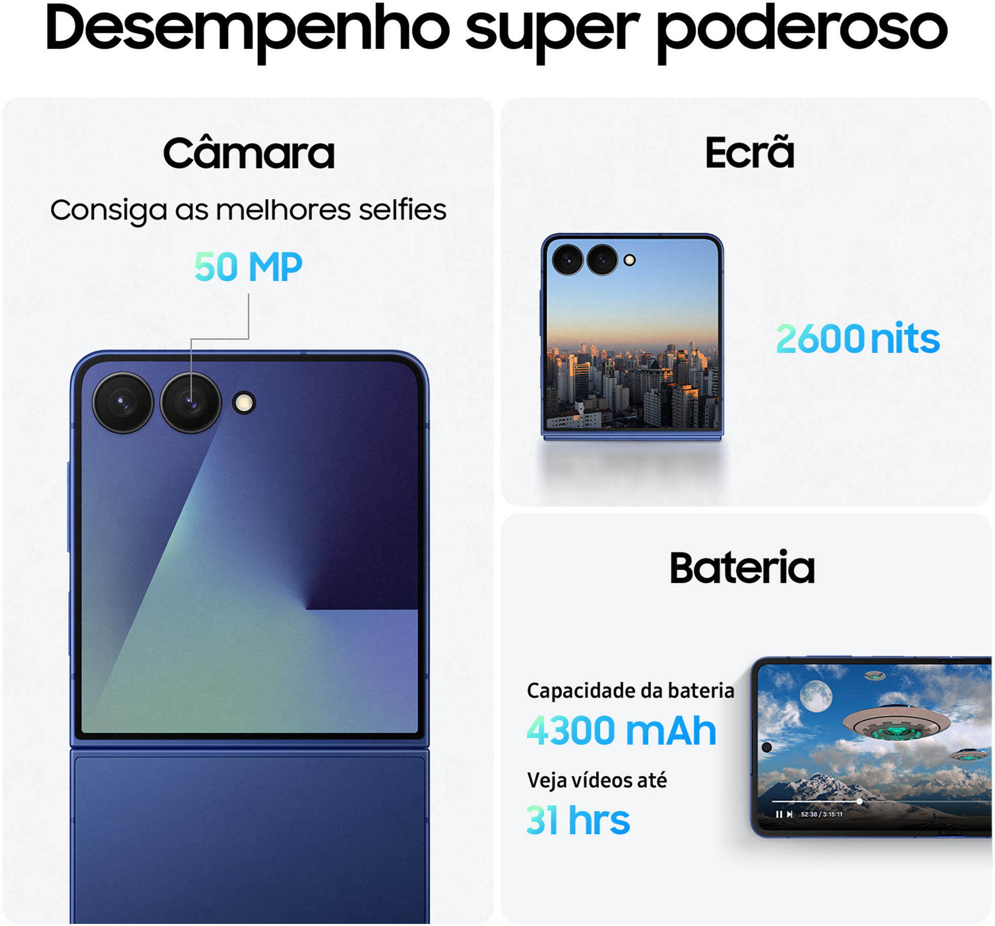 Samsung - Smartphone Samsung Galaxy Z Flip 7 FE 5G 6.7" (12 /256GB) 120Hz Preto