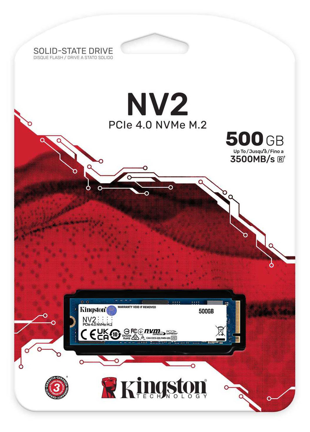 Kingston - SSD Kingston NV2 500GB Gen4 M.2 NVMe 2280 (3500/2100MB/s)