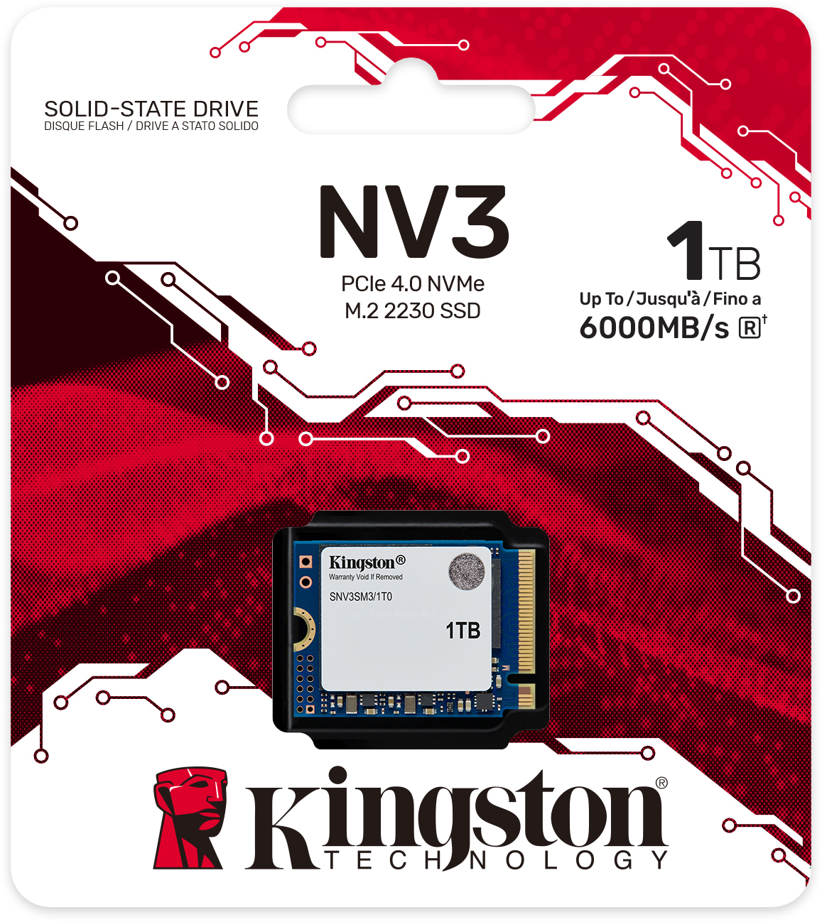 Kingston - SSD Kingston NV3 1TB Gen4 M.2 NVMe 2230 (6000/4000MB/s)