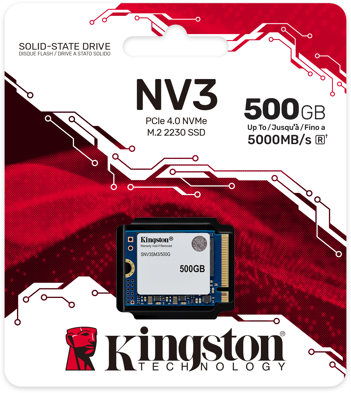 Kingston - SSD Kingston NV3 500GB Gen4 M.2 NVMe 2230 (5000/3000MB/s)