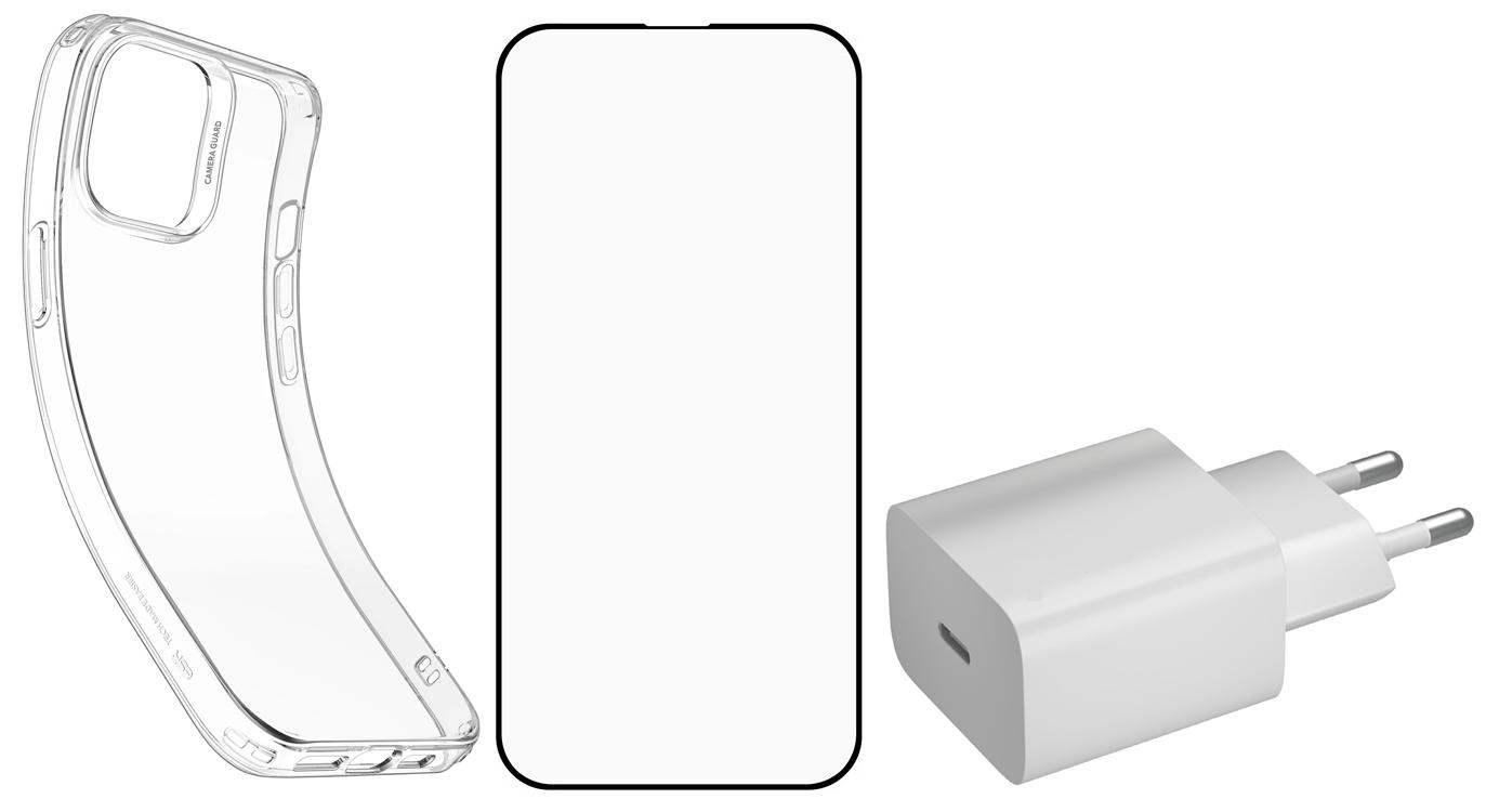 Apple - Pack de Capa + Vidro Temperado + Carregador 20W para Apple iPhone 14
