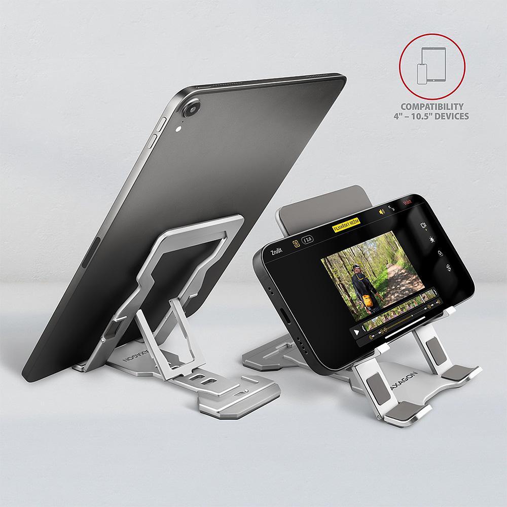 AXAGON - Suporte de Mesa AXAGON STND-M Ajustável para Smartphone/Tablet Prateado