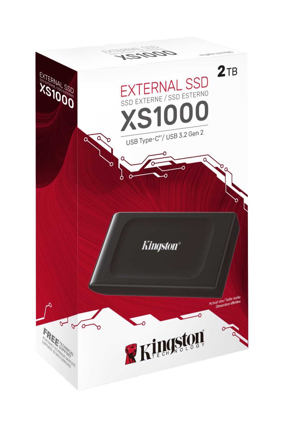 Kingston - SSD Externo Kingston XS1000 2TB USB3.2 Gen2 Preto (1050/1000MB/s)