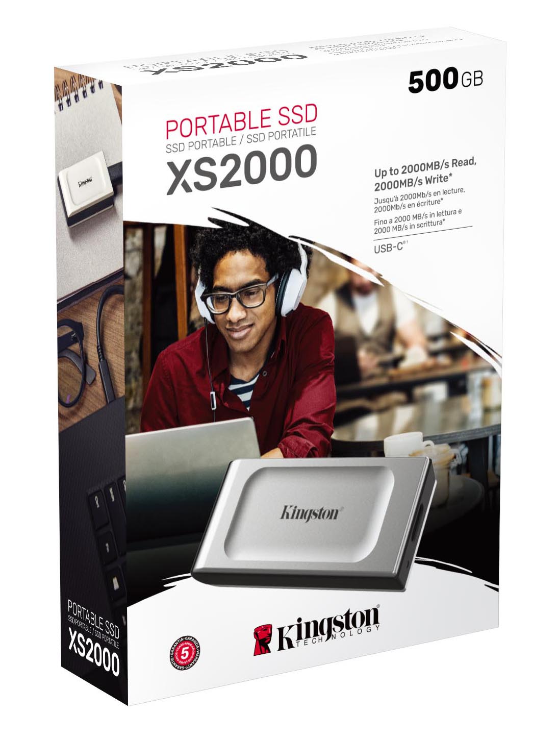 Kingston - SSD Externo Kingston XS2000 500GB USB3.2 Gen2 Cinza (2000/2000MB/s)