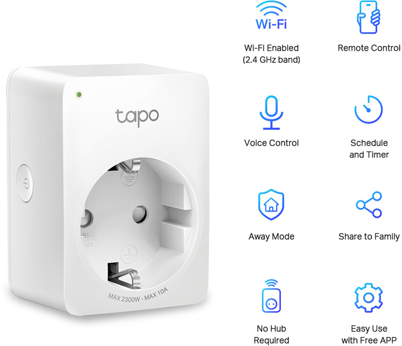 Tomada Inteligente TP-Link Tapo P100 Wi-Fi Mini