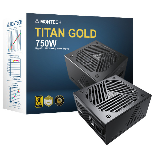 Montech - Fonte Modular Montech Titan 750W 80 PLUS & Cybenetics Gold, PCIe 5.0 ATX 3.0 Ready