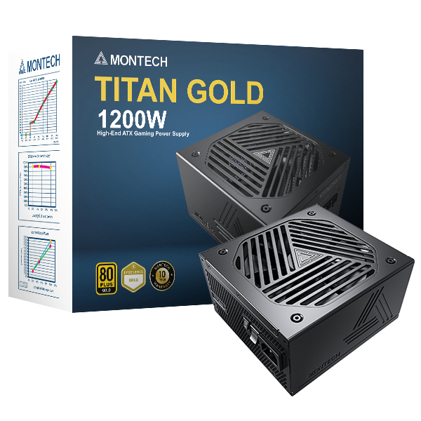 Montech - Fonte Modular Montech Titan 1200W 80 PLUS & Cybenetics Gold, PCIe 5.0 ATX 3.0 Ready