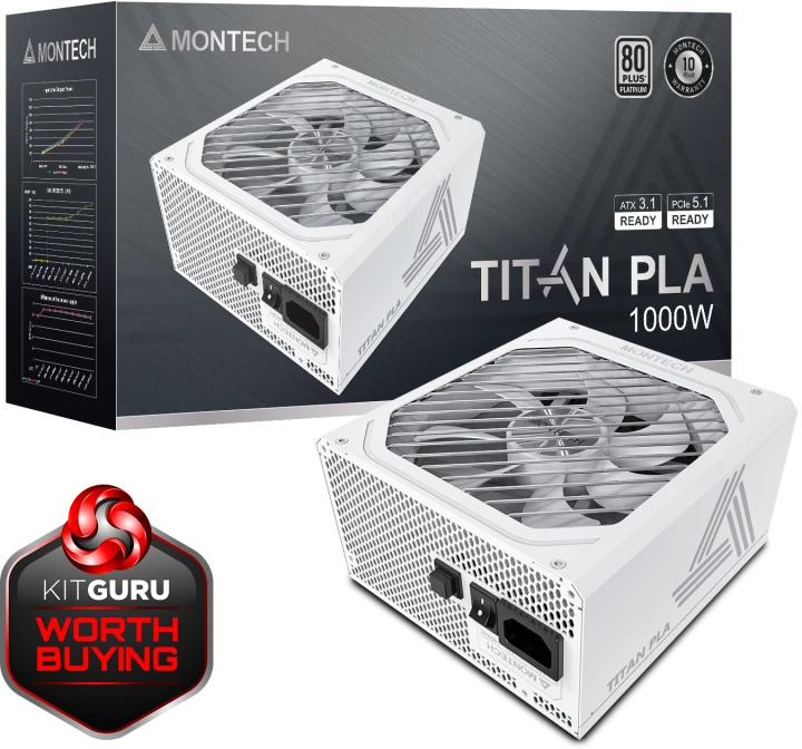 Montech - Fonte Montech Titan PLA 1000W 80 Plus Platinum PCIE5 (Cybenetics Platinum)