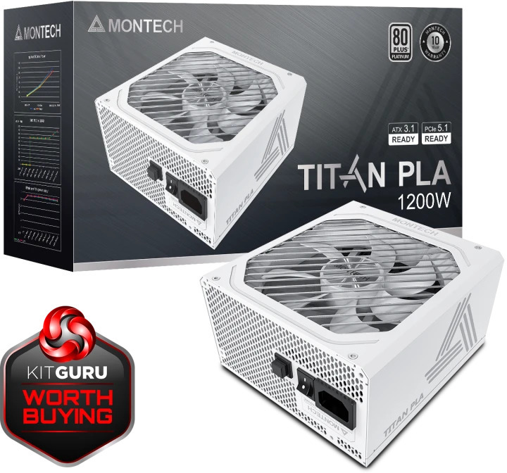 Montech - Fonte Montech Titan PLA 1200W 80 Plus Platinum PCIE5 (Cybenetics Platinum)