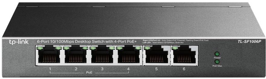 TP-Link - Switch TP-Link TL-SF1006P 10/100 Mbps 6 Portas com 4 Portas PoE+