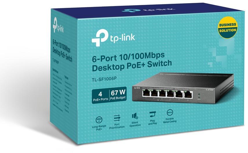 TP-Link - Switch TP-Link TL-SF1006P 10/100 Mbps 6 Portas com 4 Portas PoE+