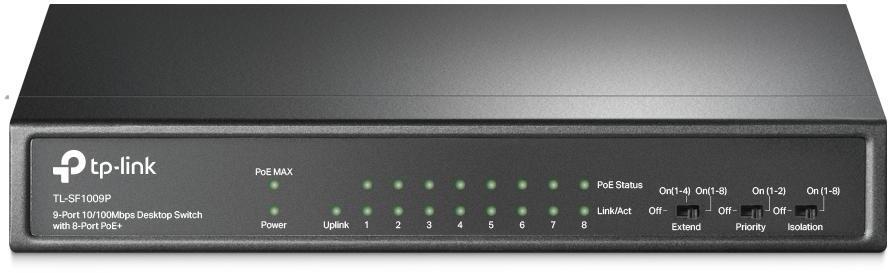 TP-Link - Switch TP-Link TL-SF1009P 9 Portas 10/100 Mbps com 8 Portas PoE+