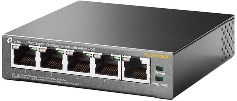 TP-Link - Switch TP-Link TL-SG1005P 5 Portas Gigabit c/ 4 Portas PoE