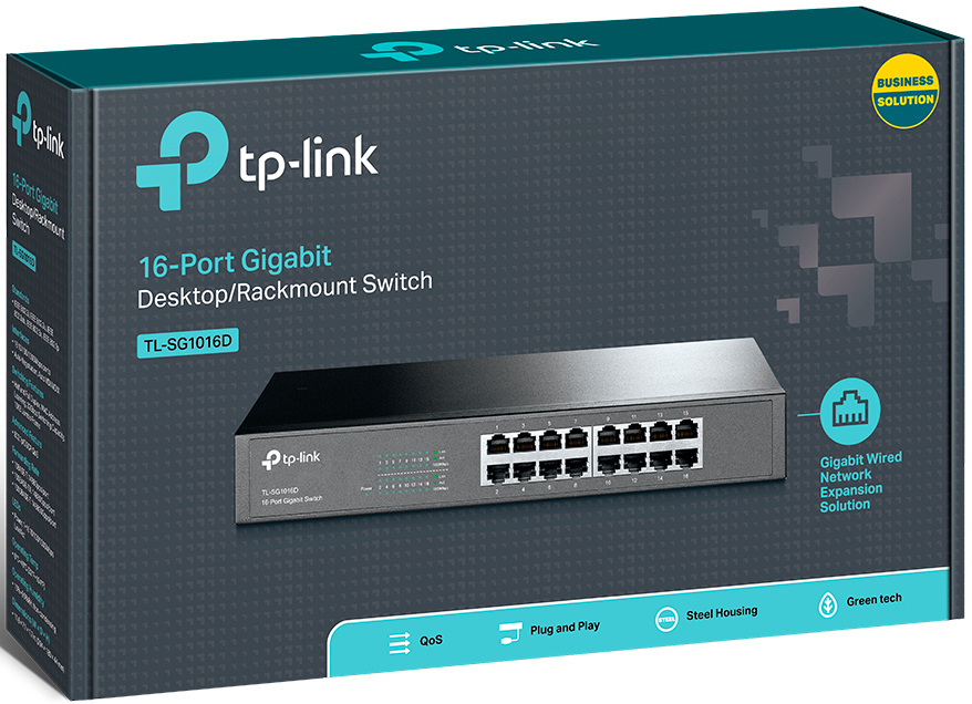 TP-Link - Switch TP-Link TL-SG1016D 16 Portas Gigabit UnManaged Rack Mountable