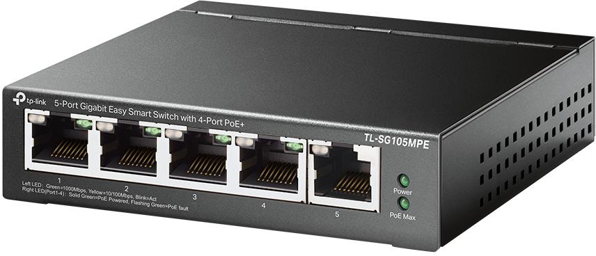TP-Link - Switch TP-Link SG105MPE 5 Portas Gigabit Easy Smart Switch c/ 4 Portas PoE+