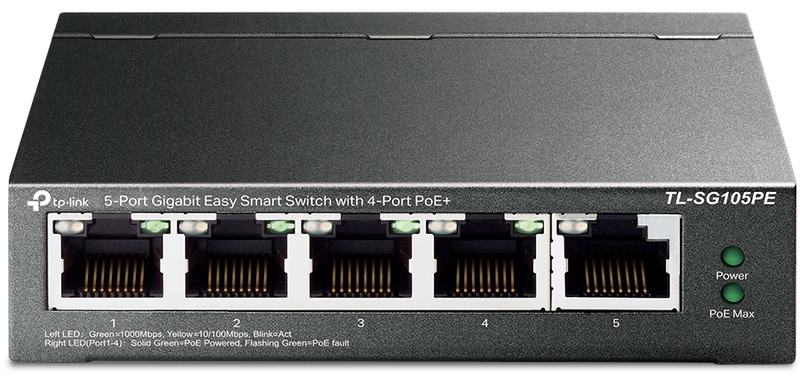 Switch TP-Link TL-SG105PE 5 Portas Gigabit Easy Smart Switch c/ 4 Portas PoE+