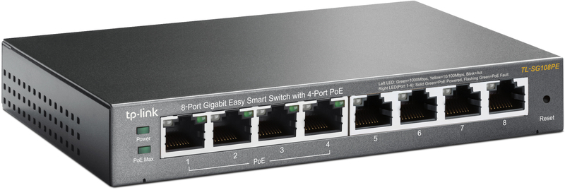 TP-Link - Switch TP-Link TL-SG108PE 8 Portas Gigabit Easy Smart c/ 4 Portas PoE+